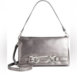 NWT Ninah Dark Silver Metalic Vegan Leather Bag